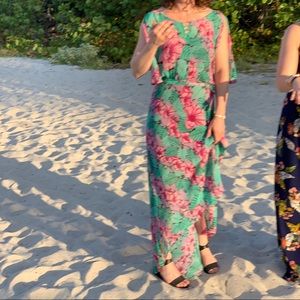 Anthropologie Leifnotes floral chiffon maxi dress